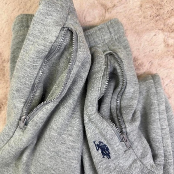 U.S. Polo Assn. heather gray fleece jogger sweatpants - Picture 3 of 8